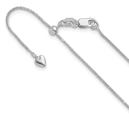 14K Weißgold Verstellbar.95mm Diamantiert Weizen Halskette