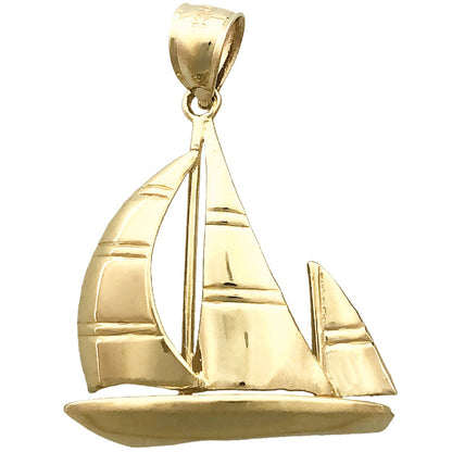 14K Gold Ketch-Segelboot-Anhänger, 24 mm