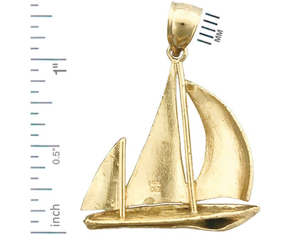 14K Gold Ketch-Segelboot-Anhänger, 24 mm