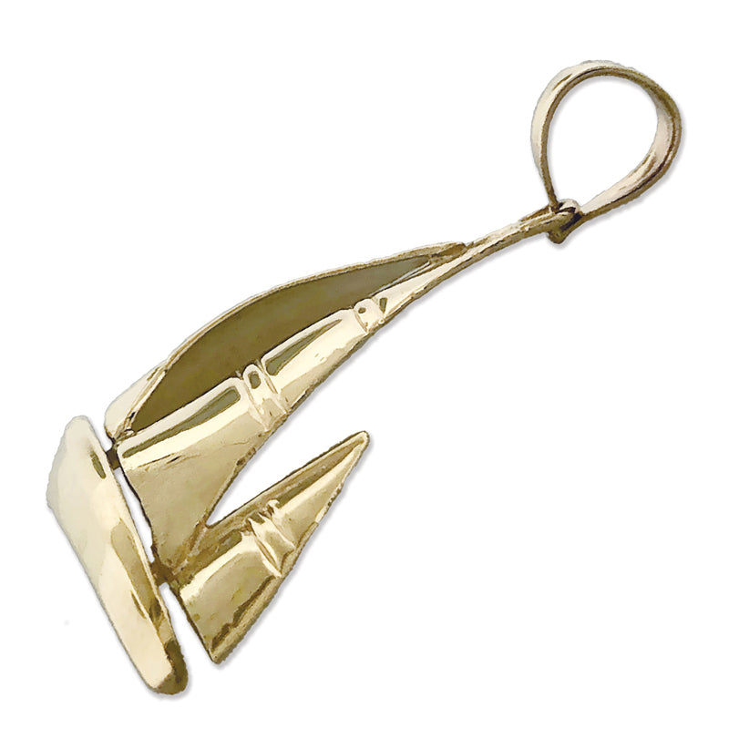 14K Gold Ketch-Segelboot-Anhänger, 24 mm