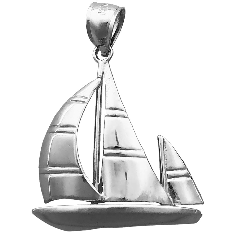 14K Gold Ketch-Segelboot-Anhänger, 24 mm