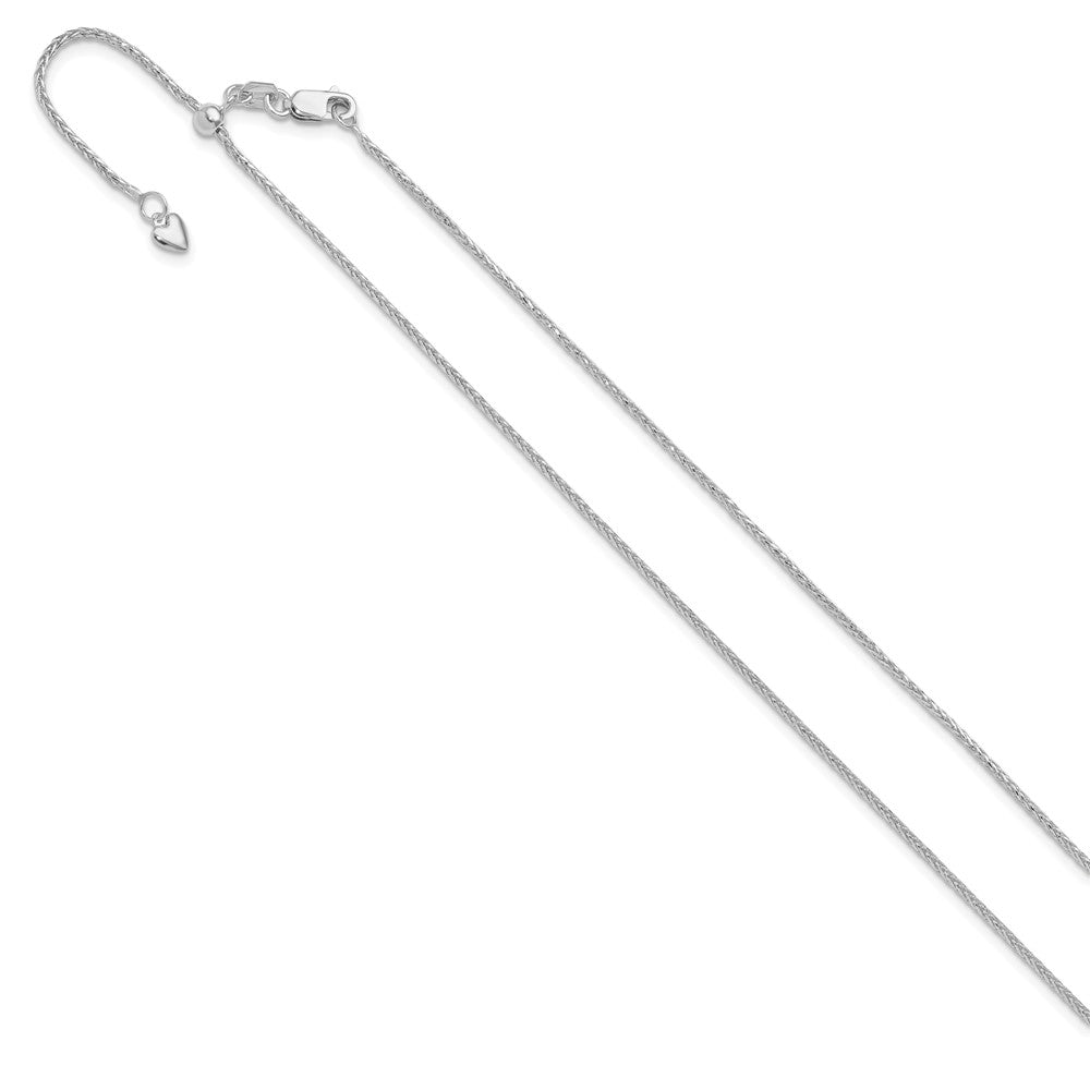 14K Weißgold Verstellbar 1.2mm Diamantiert Weizen Halskette