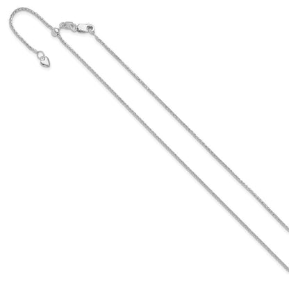 14K Weißgold Verstellbar 1.2mm Diamantiert Weizen Halskette