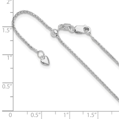 14K Weißgold Verstellbar 1.2mm Diamantiert Weizen Halskette