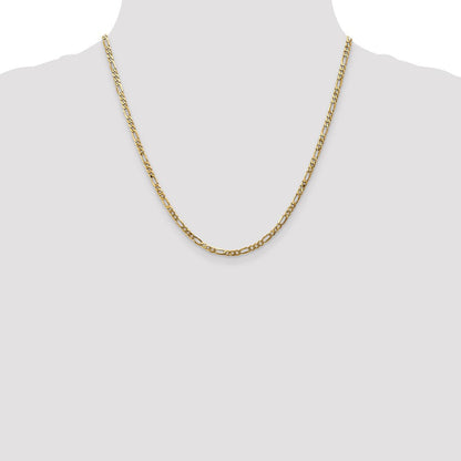 14K 3mm Flach Figaro Halskette