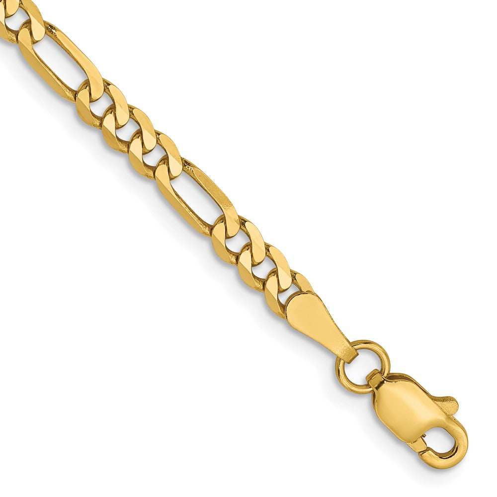 14K Gelbgold 3mm Flach Figaro Gliederarmband