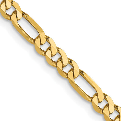 14K 3mm Flach Figaro Halskette
