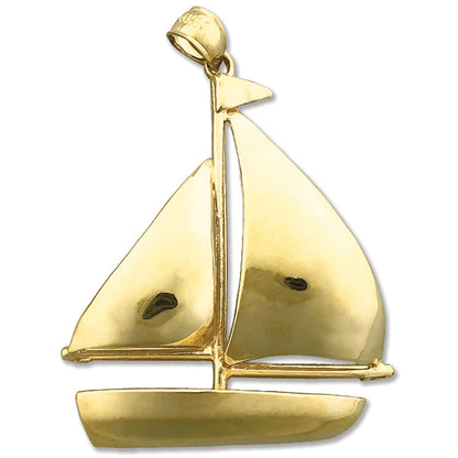 14K Gold Segelboot-Anhänger mit einzelnem Segel