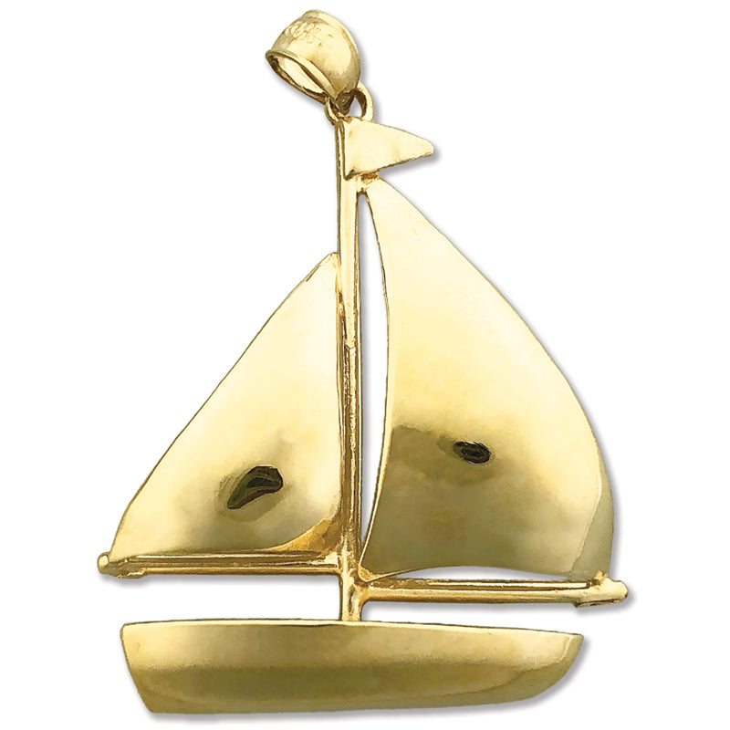 14K Gold Segelboot-Anhänger mit einzelnem Segel