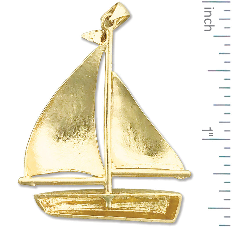 14K Gold Segelboot-Anhänger mit einzelnem Segel