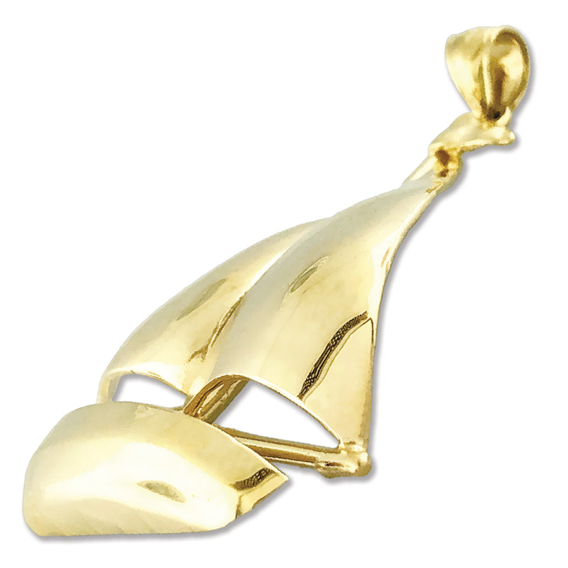 14K Gold Segelboot-Anhänger mit einzelnem Segel