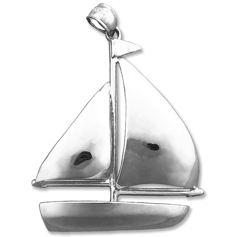 14K Gold Segelboot-Anhänger mit einzelnem Segel