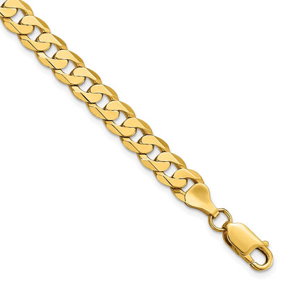 14K Gelbgold 7.25mm Flach Abgeschrägt Panzer Gliederarmband