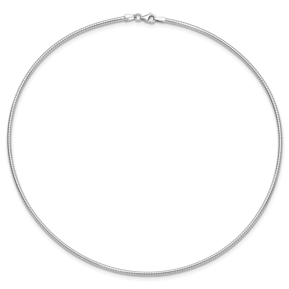14K Weißgold 2mm Rund Omega Halskette