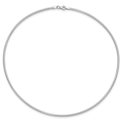 14K Weißgold 2mm Rund Omega Halskette