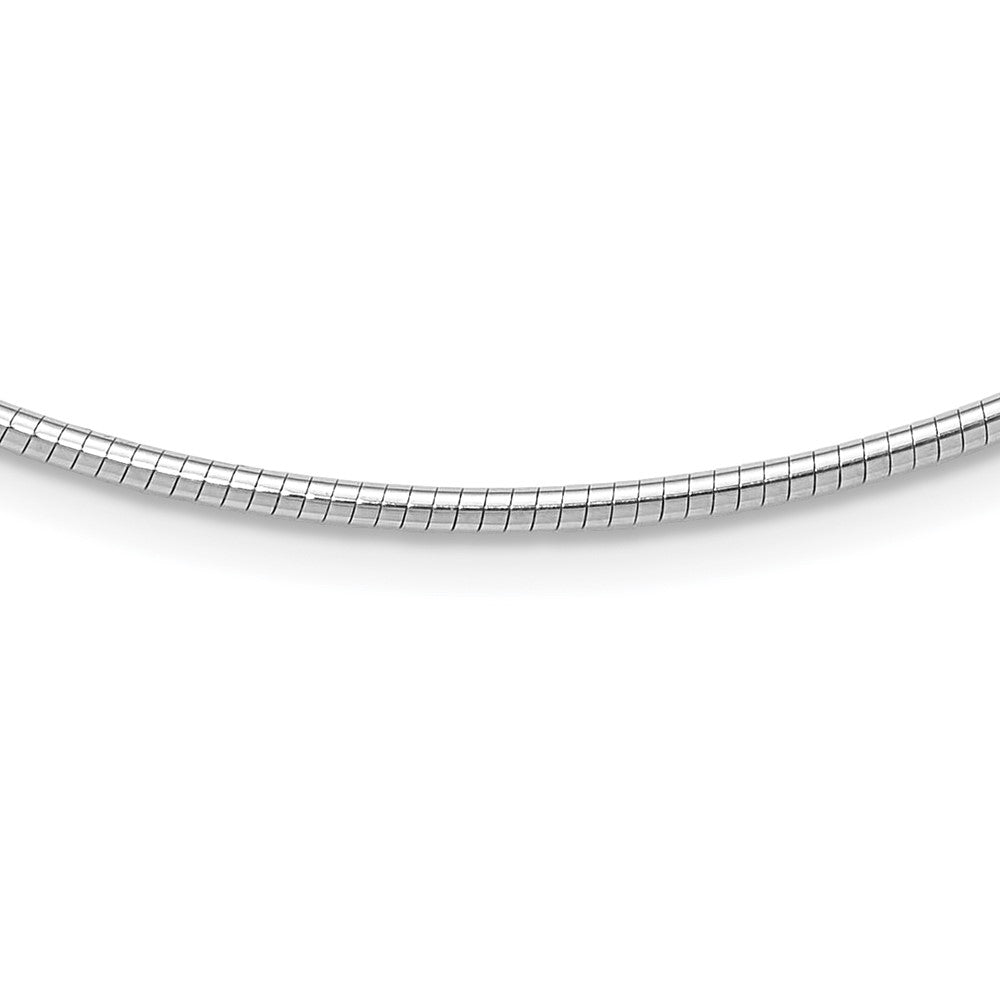 14K Weißgold 2mm Rund Omega Halskette