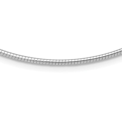 14K Weißgold 2mm Rund Omega Halskette
