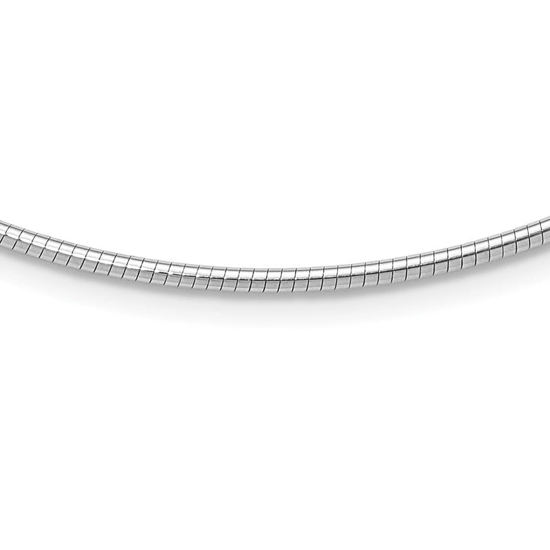 14K Weißgold 2mm Rund Omega Halskette