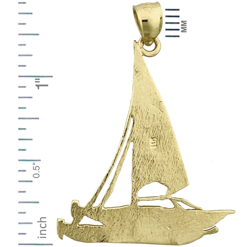 14K Gold Anhänger Katamaran-Segelboot