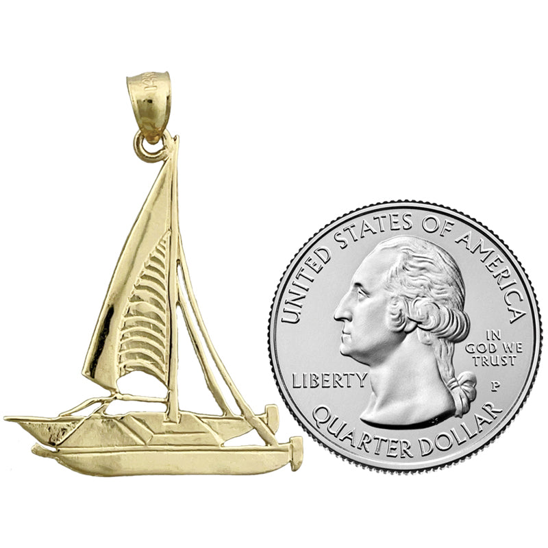 14K Gold Anhänger Katamaran-Segelboot