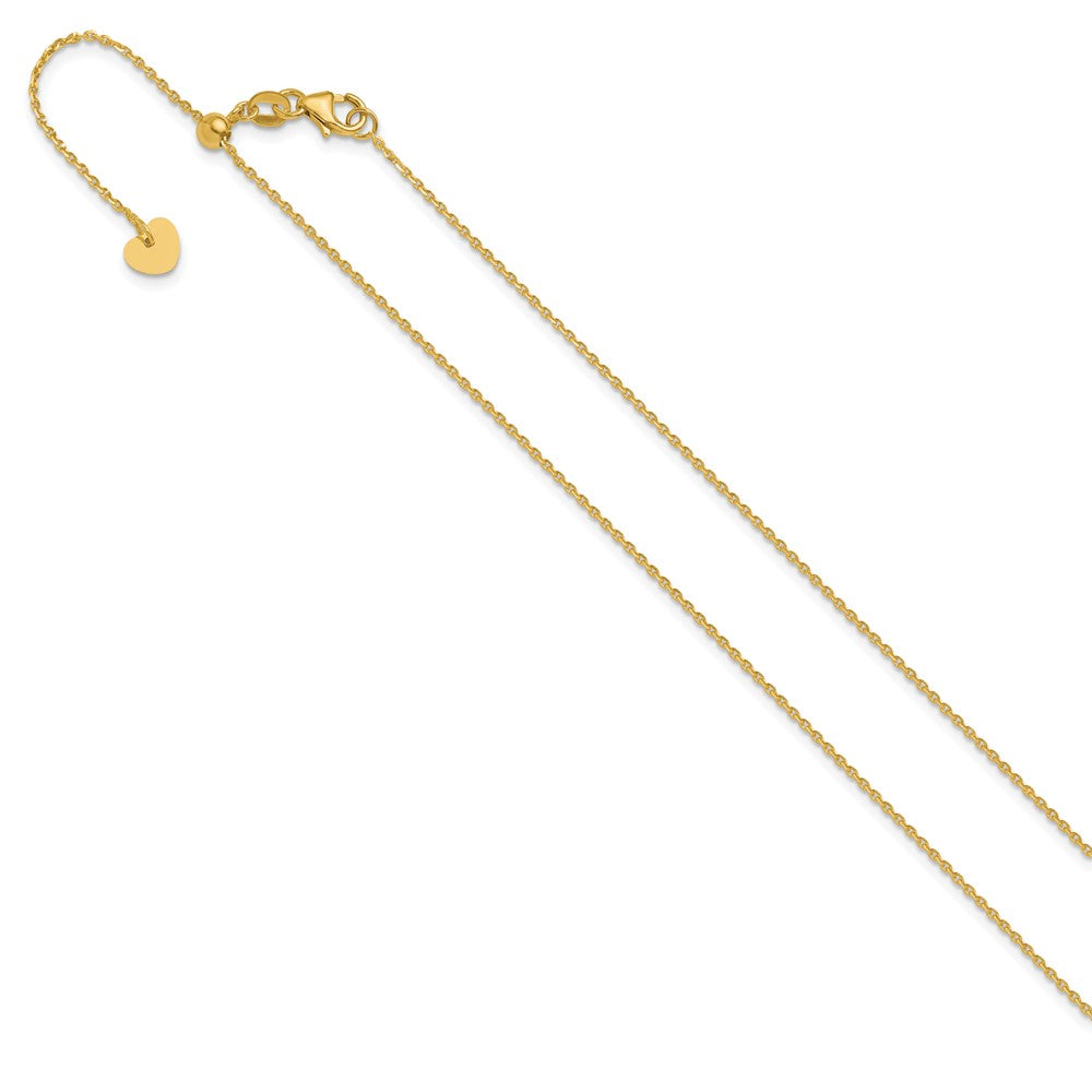 14K Verstellbar 1.15mm Diamantiert Oval Glieder Halskette