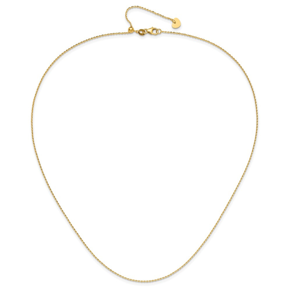 14K Verstellbar 1.15mm Diamantiert Oval Glieder Halskette