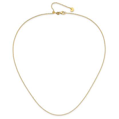 14K Verstellbar 1.15mm Diamantiert Oval Glieder Halskette