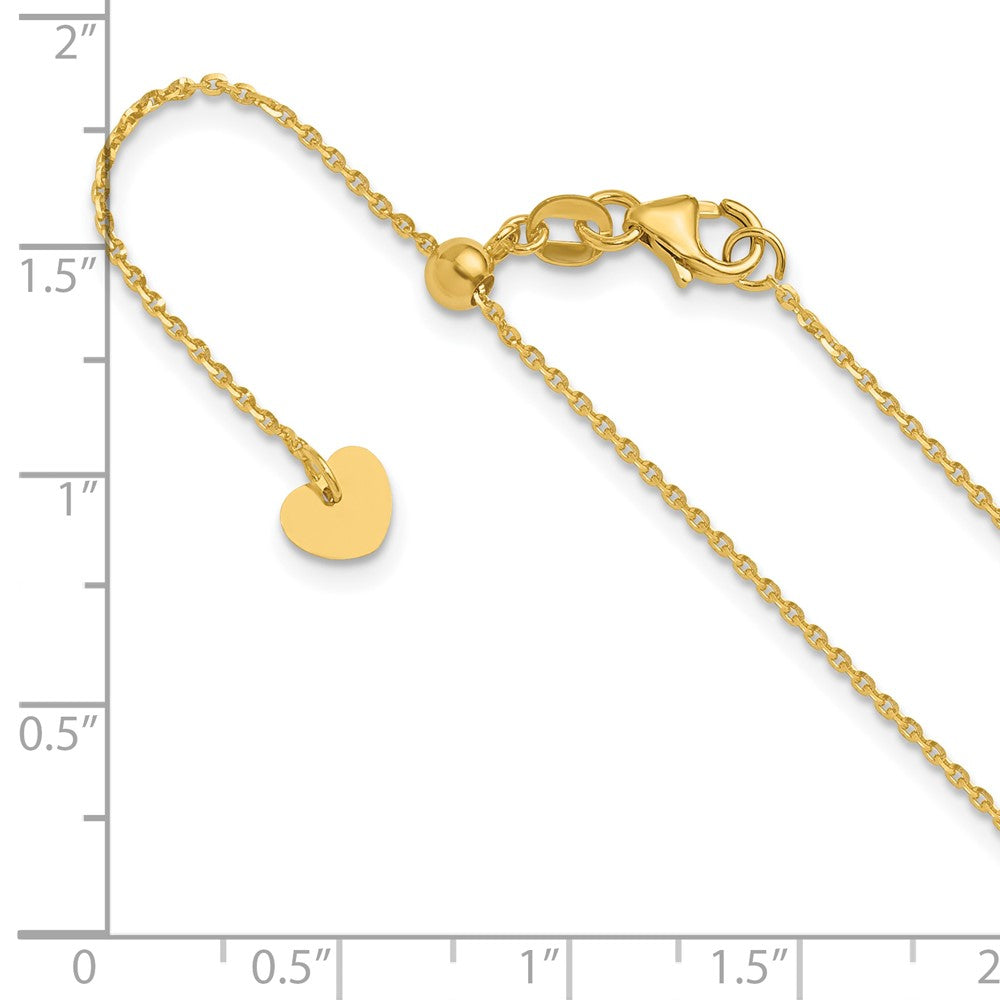 14K Verstellbar 1.15mm Diamantiert Oval Glieder Halskette