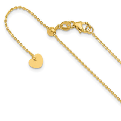 14K Verstellbar 1.15mm Diamantiert Oval Glieder Halskette