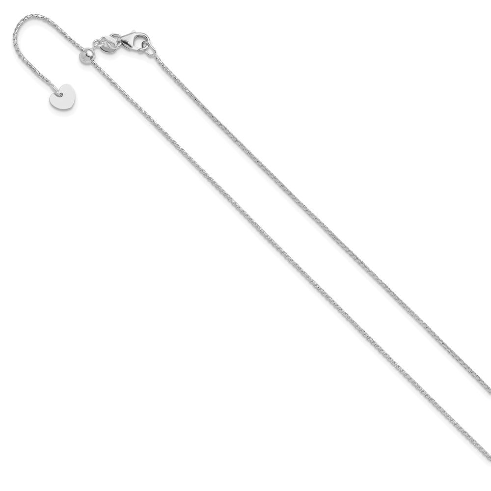 22 Zoll 14K Weißgold Verstellbar 1mm Diamantiert Offen Franco Halskette