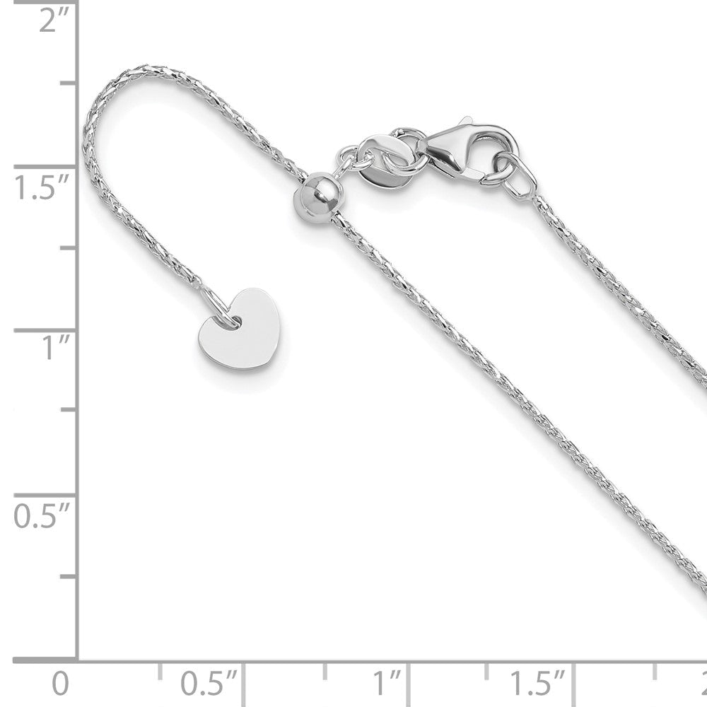 22 Zoll 14K Weißgold Verstellbar 1mm Diamantiert Offen Franco Halskette