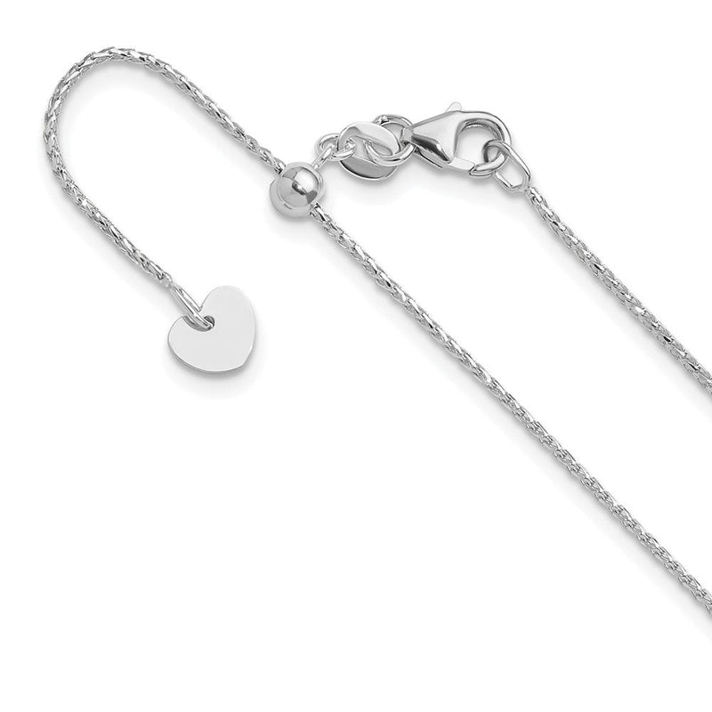 22 Zoll 14K Weißgold Verstellbar 1mm Diamantiert Offen Franco Halskette