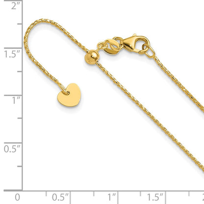 22 Zoll 14K Verstellbar 1mm Diamantiert Offen Franco Halskette