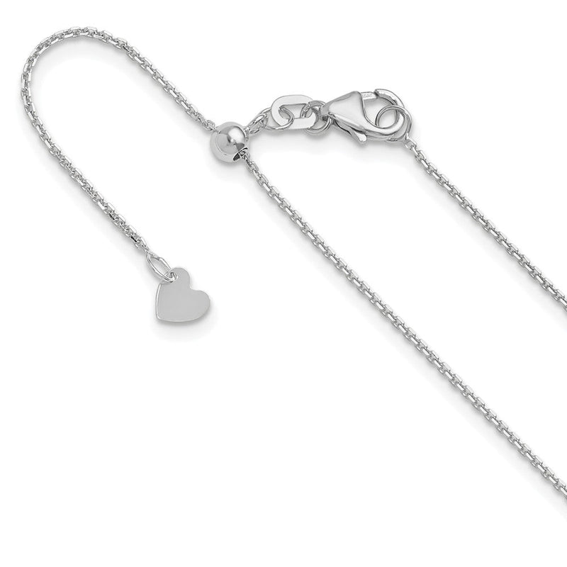 22 Zoll 14K Weißgold Verstellbar 1.1mm Diamantiert Ankerkette Halskette