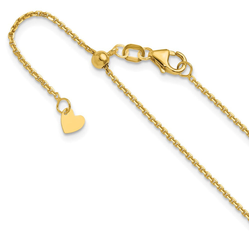 22 Zoll 14K Verstellbar 1.25mm Diamantiert Ankerkette Halskette