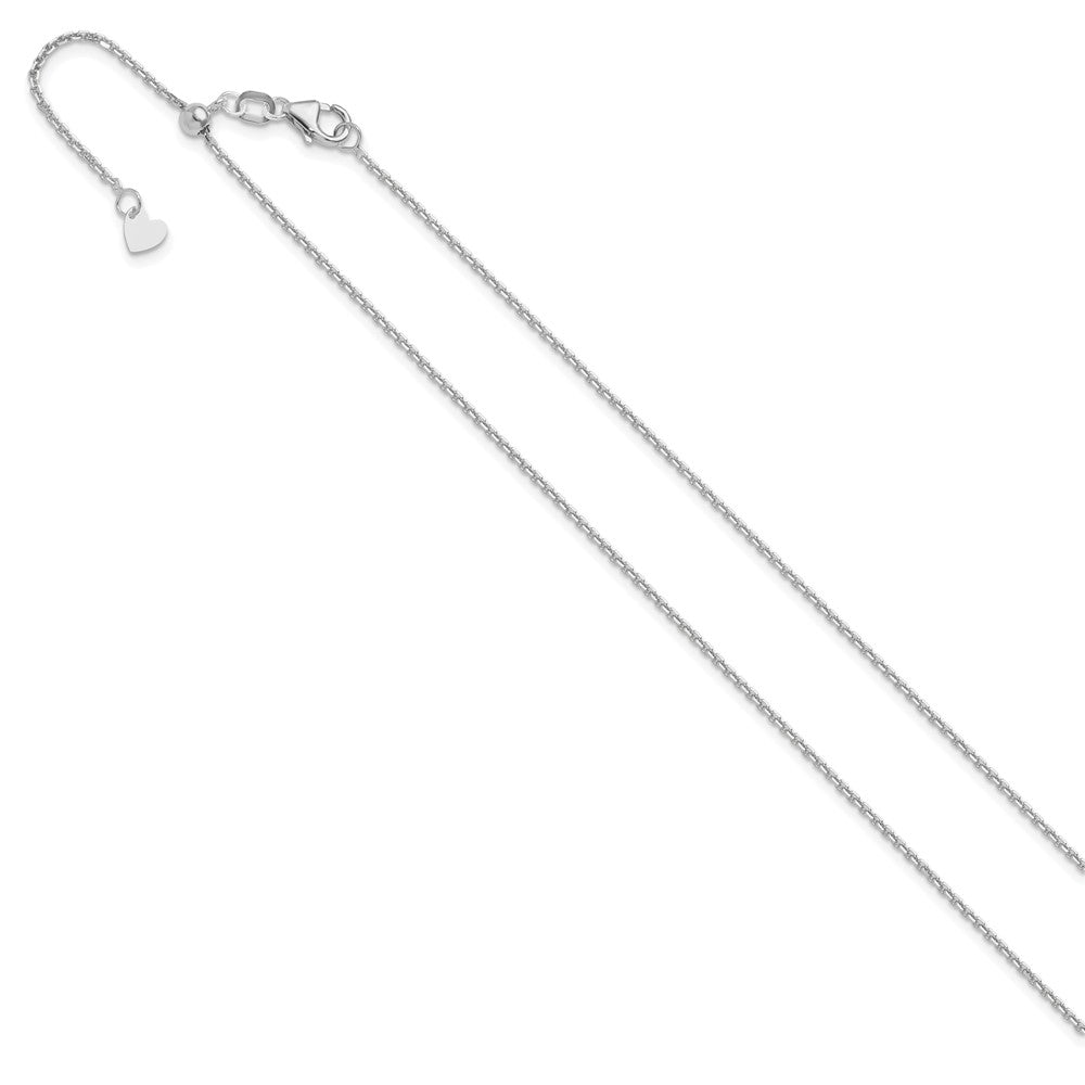 22 Zoll 14K Weißgold Verstellbar 1.25mm Diamantiert Ankerkette Halskette