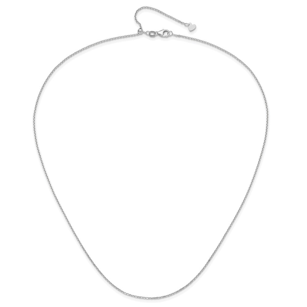 22 Zoll 14K Weißgold Verstellbar 1.25mm Diamantiert Ankerkette Halskette