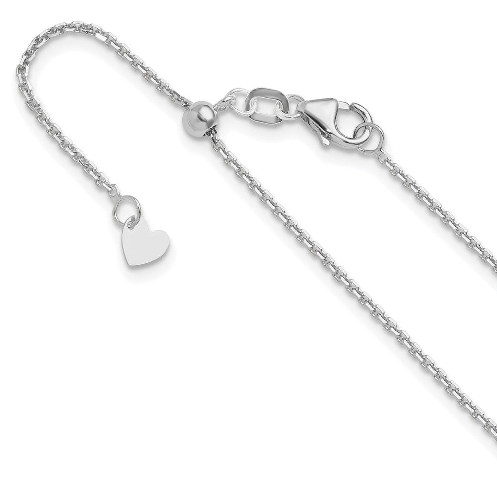 22 Zoll 14K Weißgold Verstellbar 1.25mm Diamantiert Ankerkette Halskette