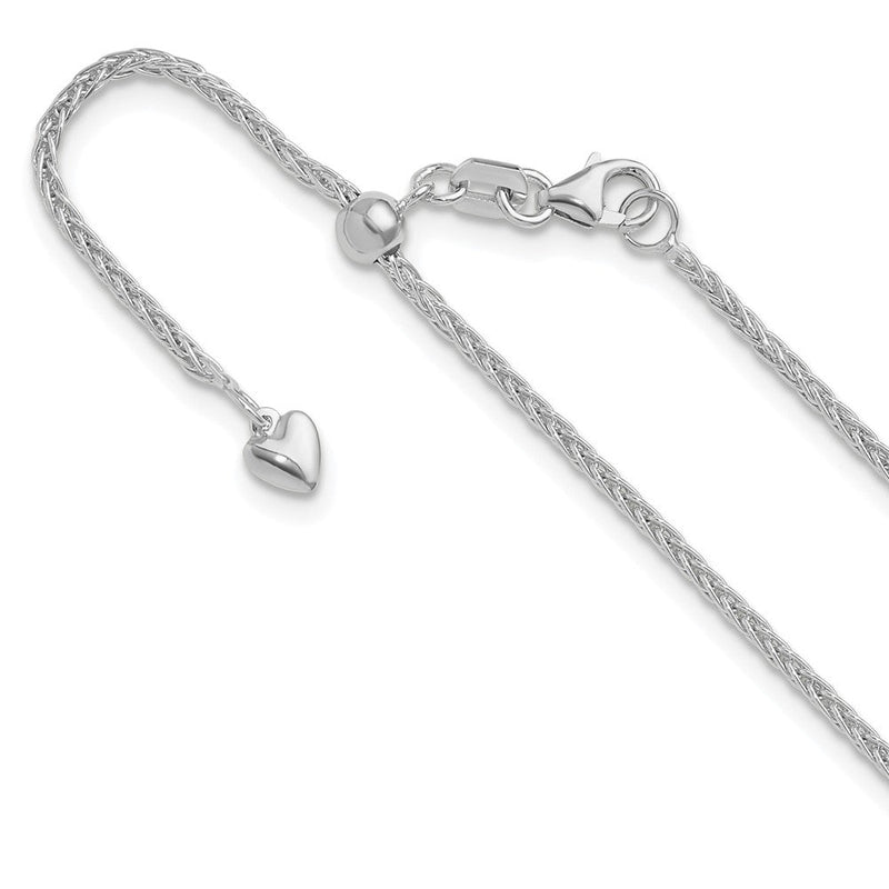 22 Zoll 14K Weißgold Verstellbar 1.5mm Weizen Halskette