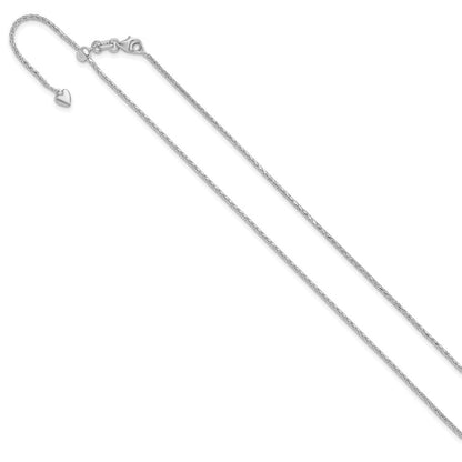 22 Zoll 14K Weißgold Verstellbar 1.3mm Diamantiert Weizen Halskette