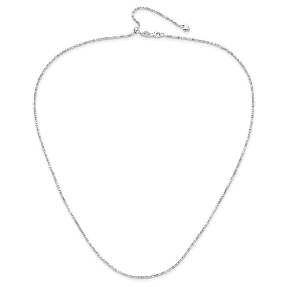 22 Zoll 14K Weißgold Verstellbar 1.3mm Diamantiert Weizen Halskette