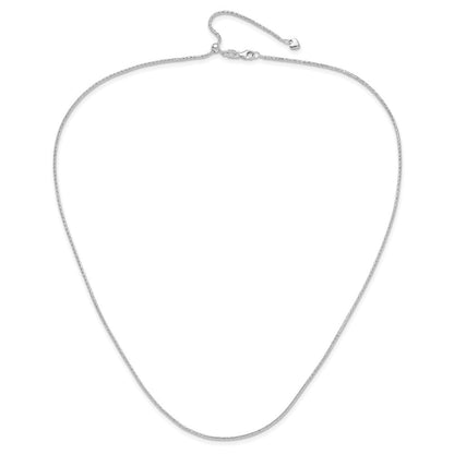 22 Zoll 14K Weißgold Verstellbar 1.3mm Diamantiert Weizen Halskette