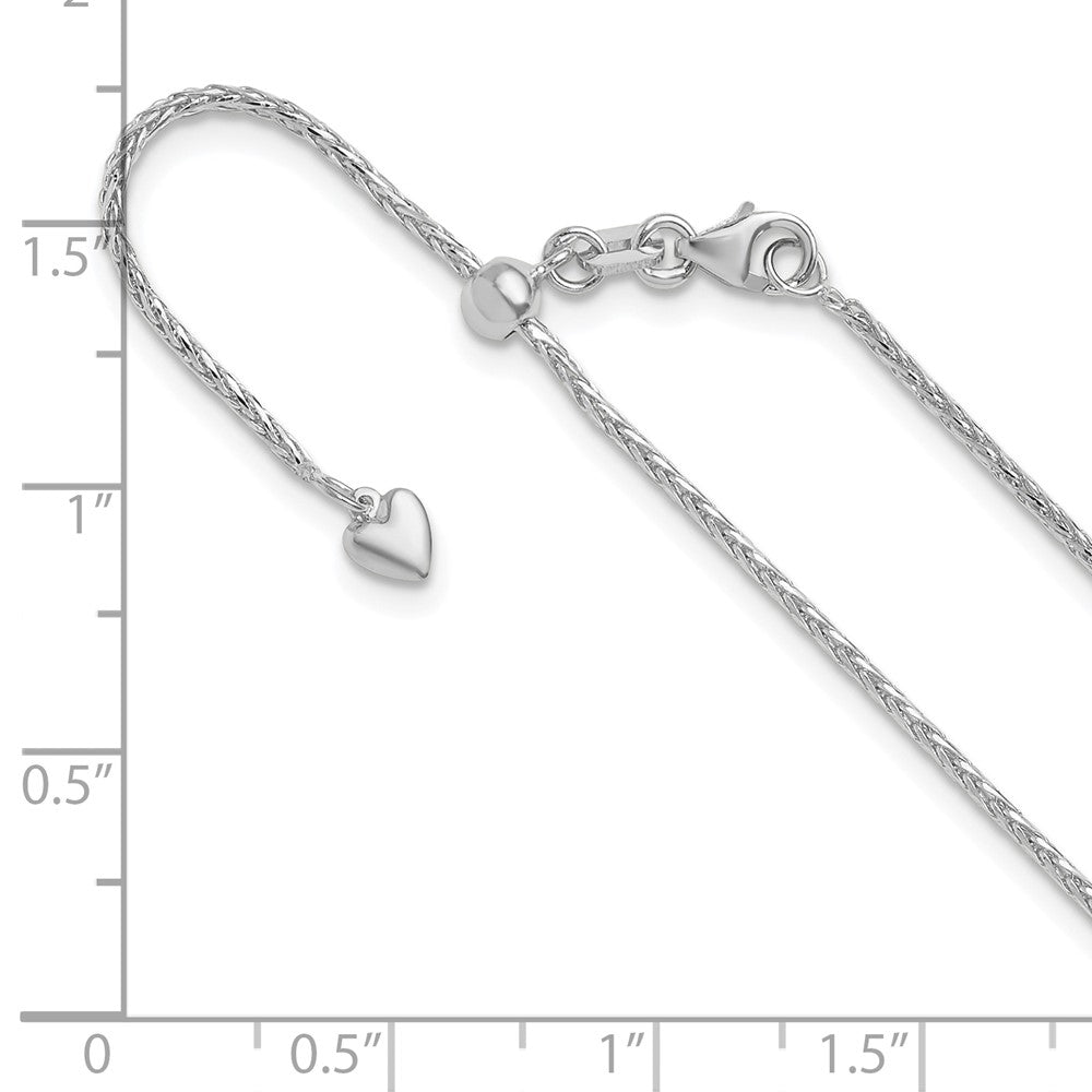 22 Zoll 14K Weißgold Verstellbar 1.3mm Diamantiert Weizen Halskette