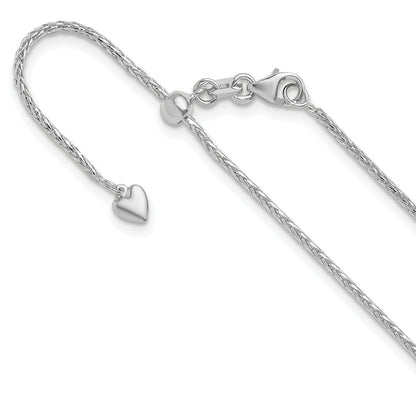 22 Zoll 14K Weißgold Verstellbar 1.3mm Diamantiert Weizen Halskette