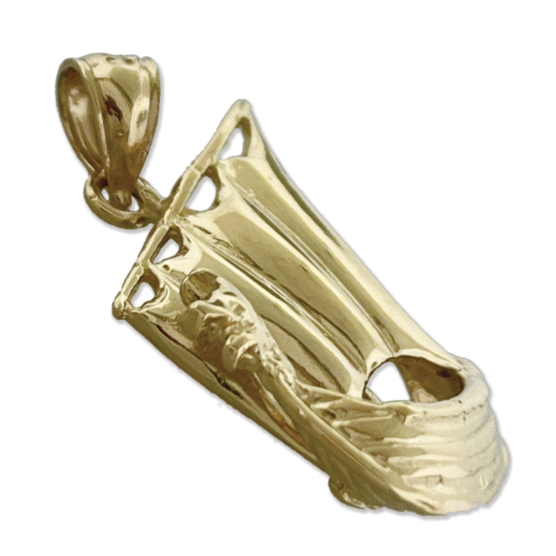 14K Gold 3D-Anhänger "Wikinger-Segelschiff