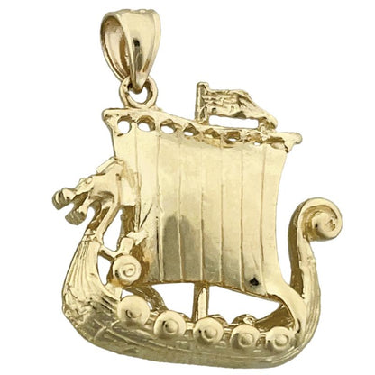 Anhänger Wikingerschiff 3D aus 14K Gold