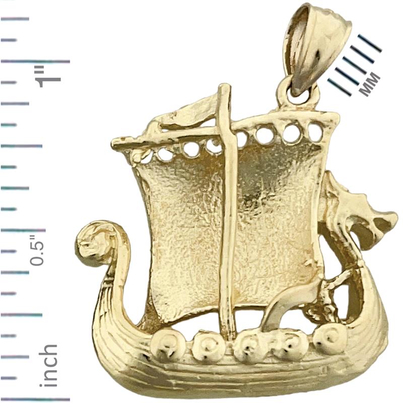 Anhänger Wikingerschiff 3D aus 14K Gold