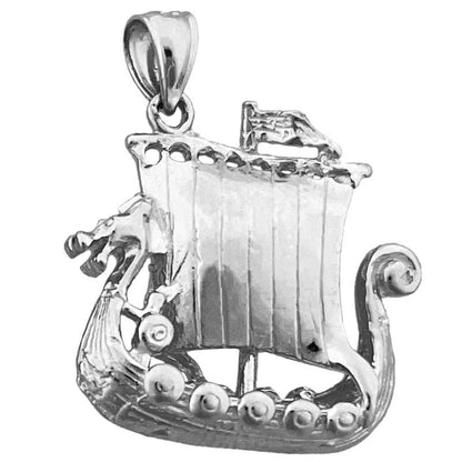 Anhänger Wikingerschiff 3D aus 14K Gold