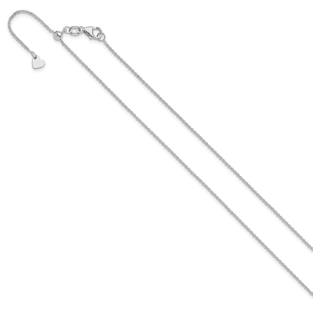 22 Zoll 14K Weißgold Verstellbar 1.25mm Flach Ankerkette Halskette