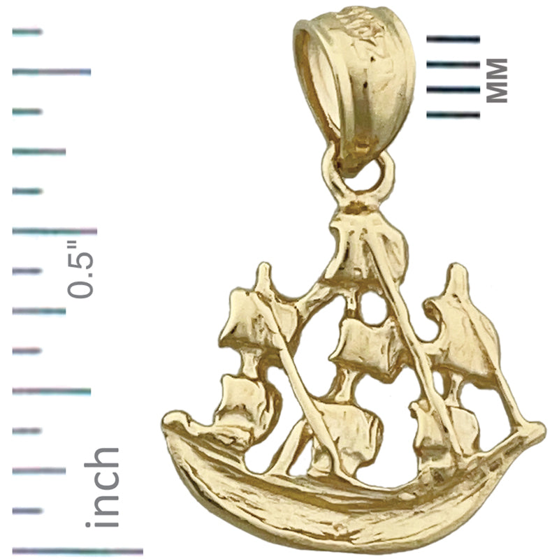 Segelndes Piratenschiff-Charm aus 14K Gold